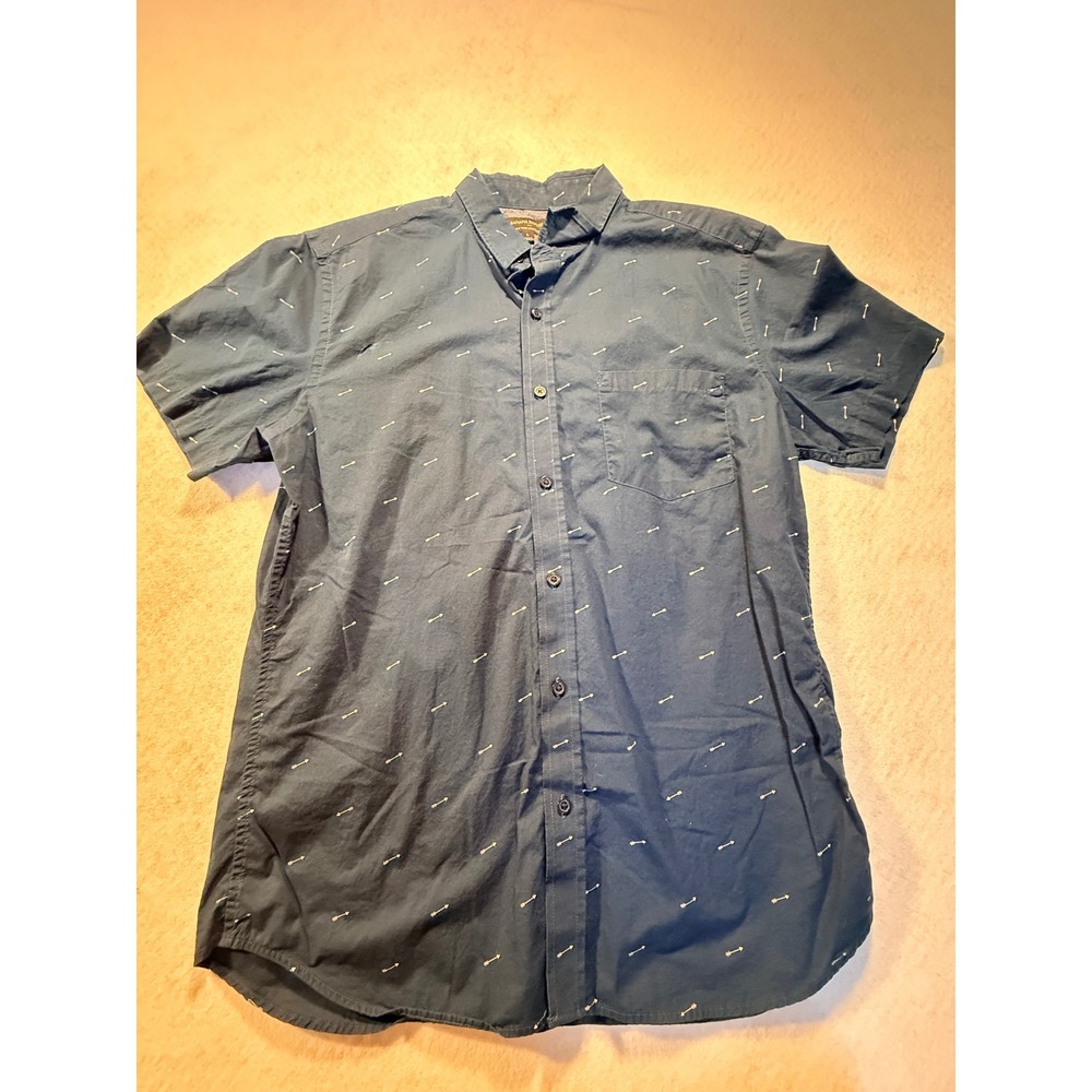 Banana Republic Mens Soft Wash Standard Fit Navy Blue Arrow Print Shirt Large